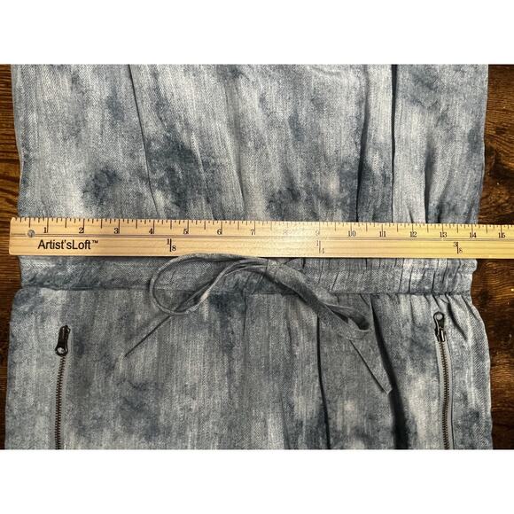 Pam & Gela Jumpsuit Womens Medium Silk Tie Dye Drawstring Pockets Zip Romper - Picture 12 of 13